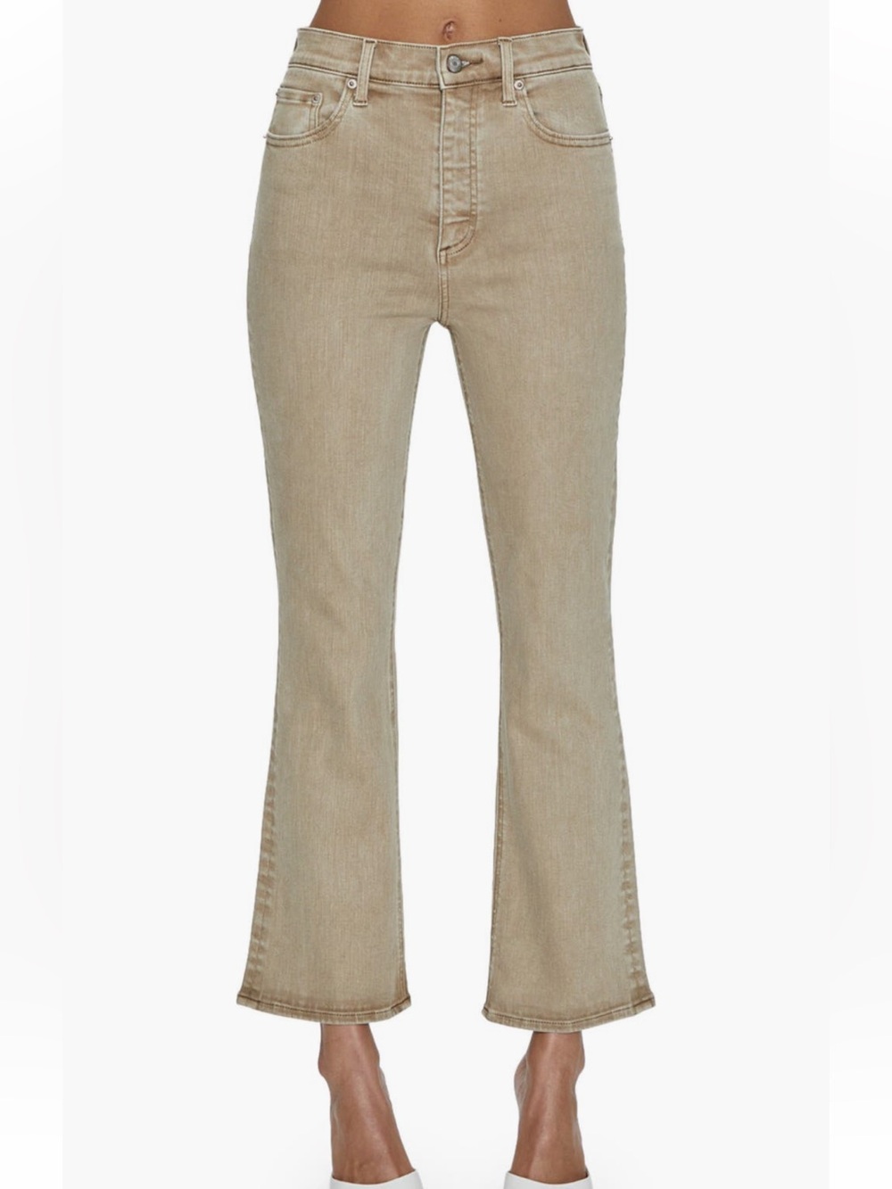 pistola Lennon High Waist Raw Hem Crop Bootcut Jeans - Tan